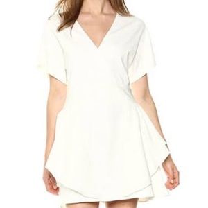 Halston White V Neck Mini Dress